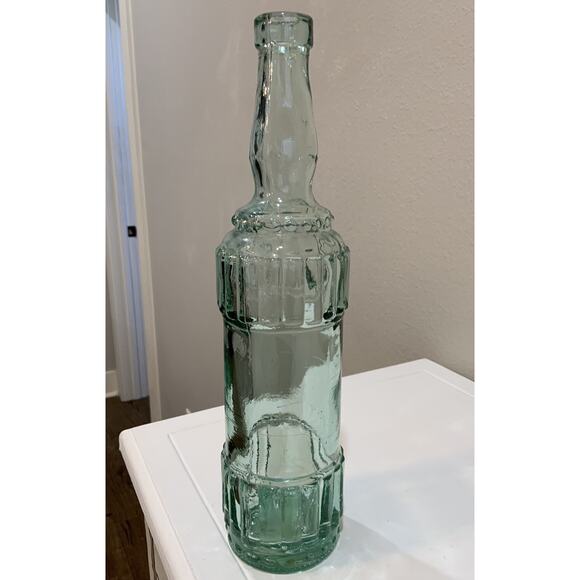Vtg Himark Empty Green Blue Ornate Glass Bottle 12 1/2” H Made In Spain - Picture 3 of 7